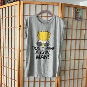 (VINTAGE) Forever 21 - L - Gray Bart Simpson Don't Have A Cow Man T-Shirt